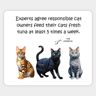 Experts agree responsible cat owners feed their cats fresh tuna at least 5 times a week - funny watercolour cat design Magnet